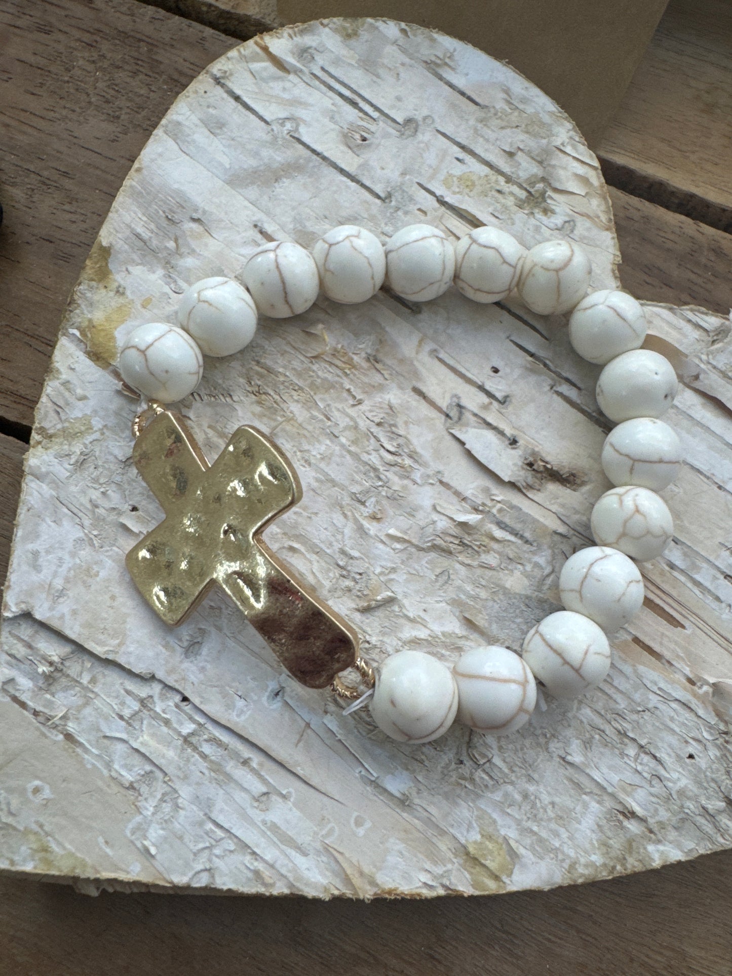 Lava Bead Cross Bracelet