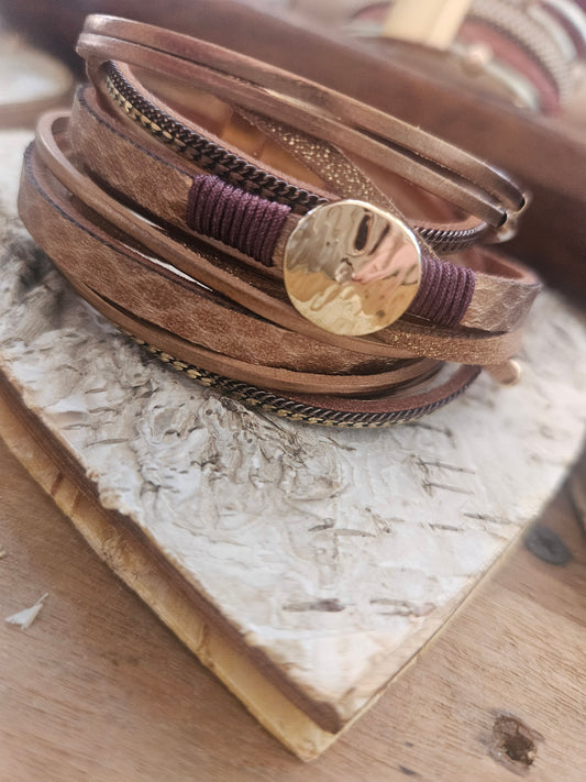 Magnetic Cuff Bracelets w/Natural Stone