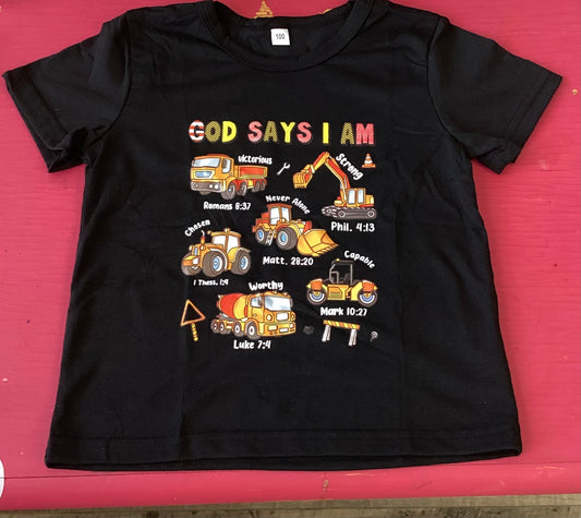 “God Says I Am” Construction Tee