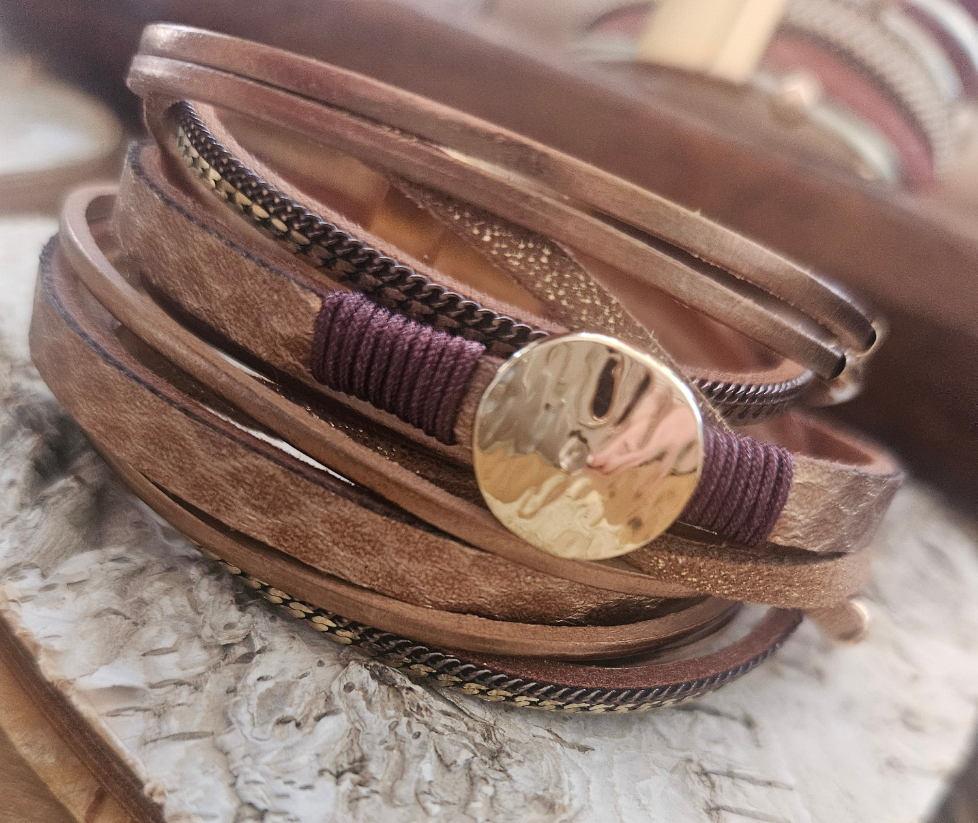 Magnetic Cuff Bracelets w/Natural Stone