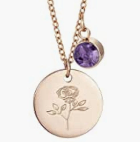 Birthstone/ Birth Flower Gold Pendant Necklace