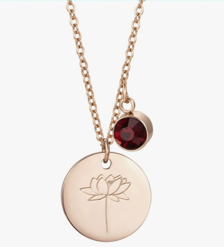 Birthstone/ Birth Flower Gold Pendant Necklace